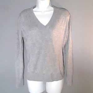Banana Republic gray silver vneck sweater, S